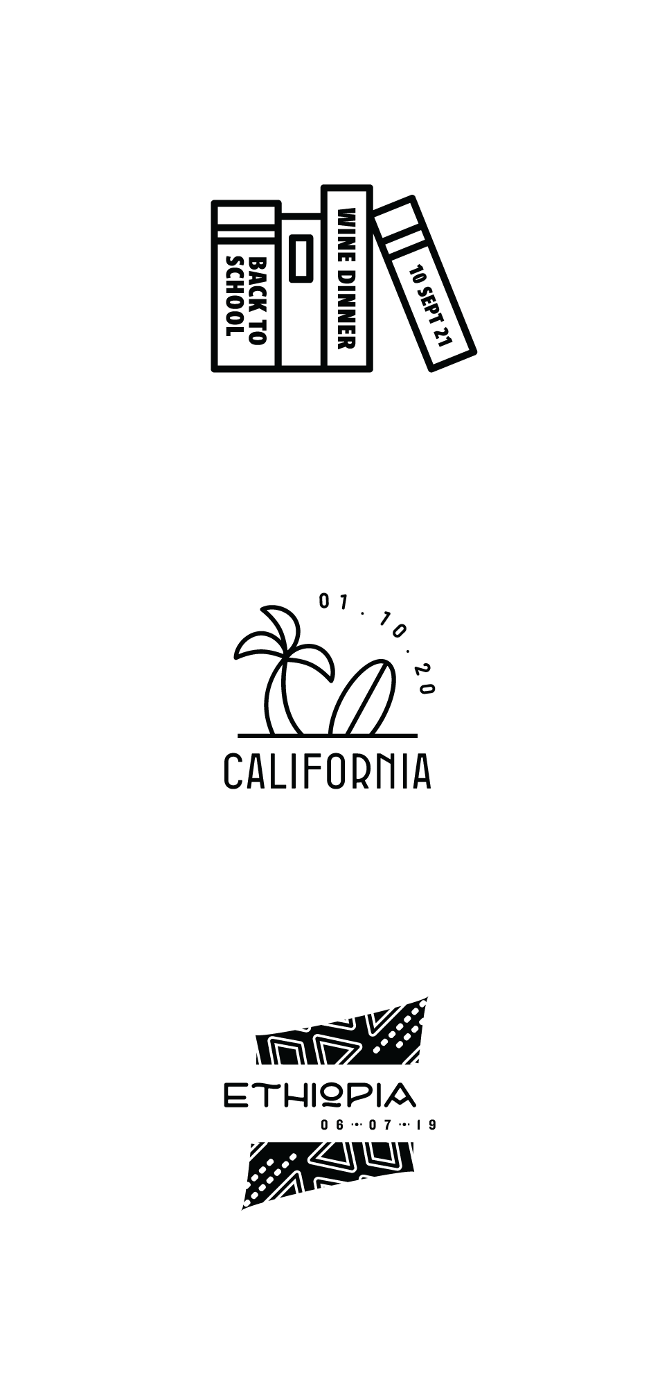 Back to School, California + Ethiopia stamps