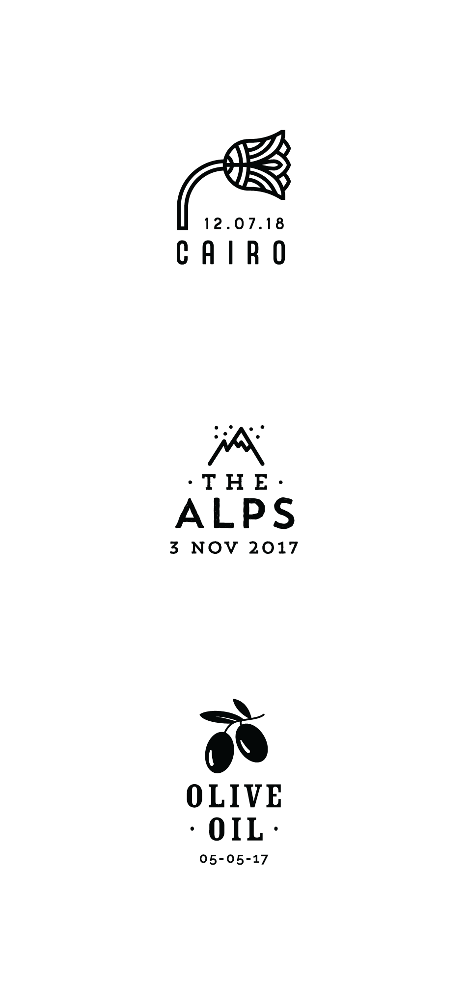 Cairo, The Alps + Olive Oil stamps
