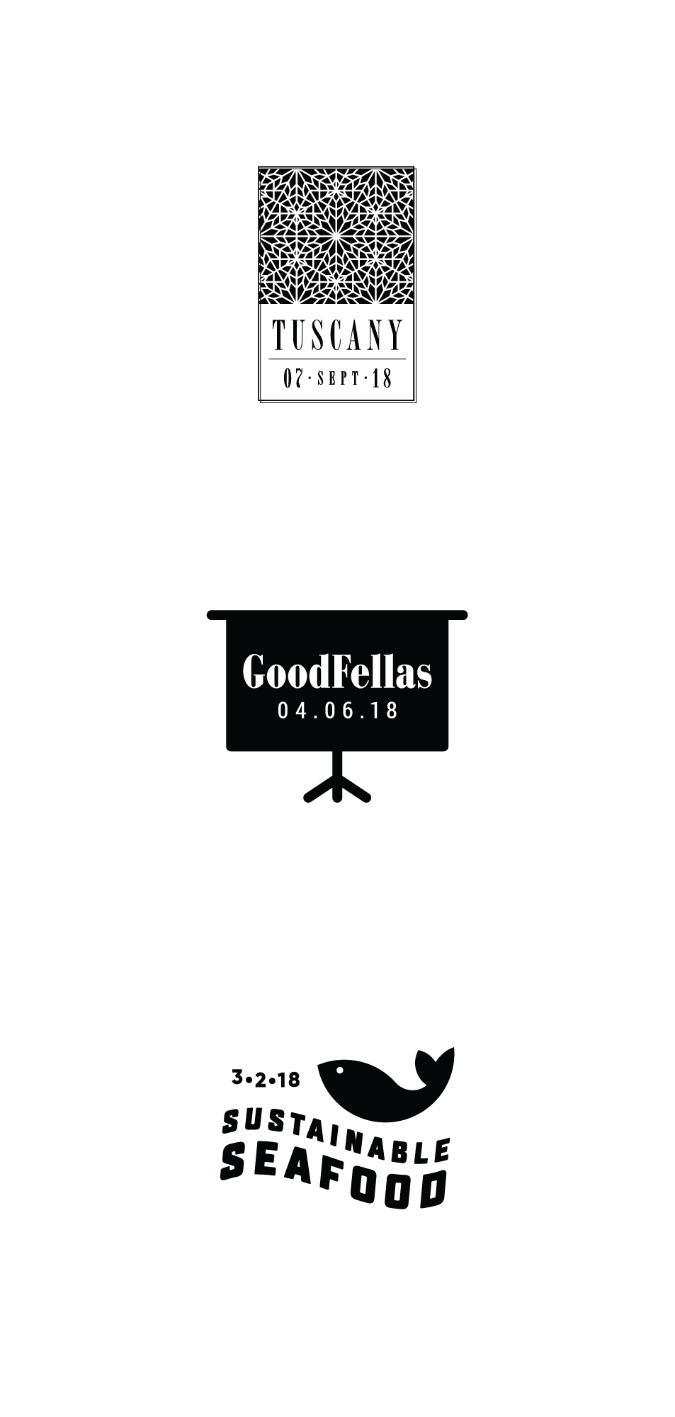 Tuscany, Goodfellas + Sustainable Seafood stamps