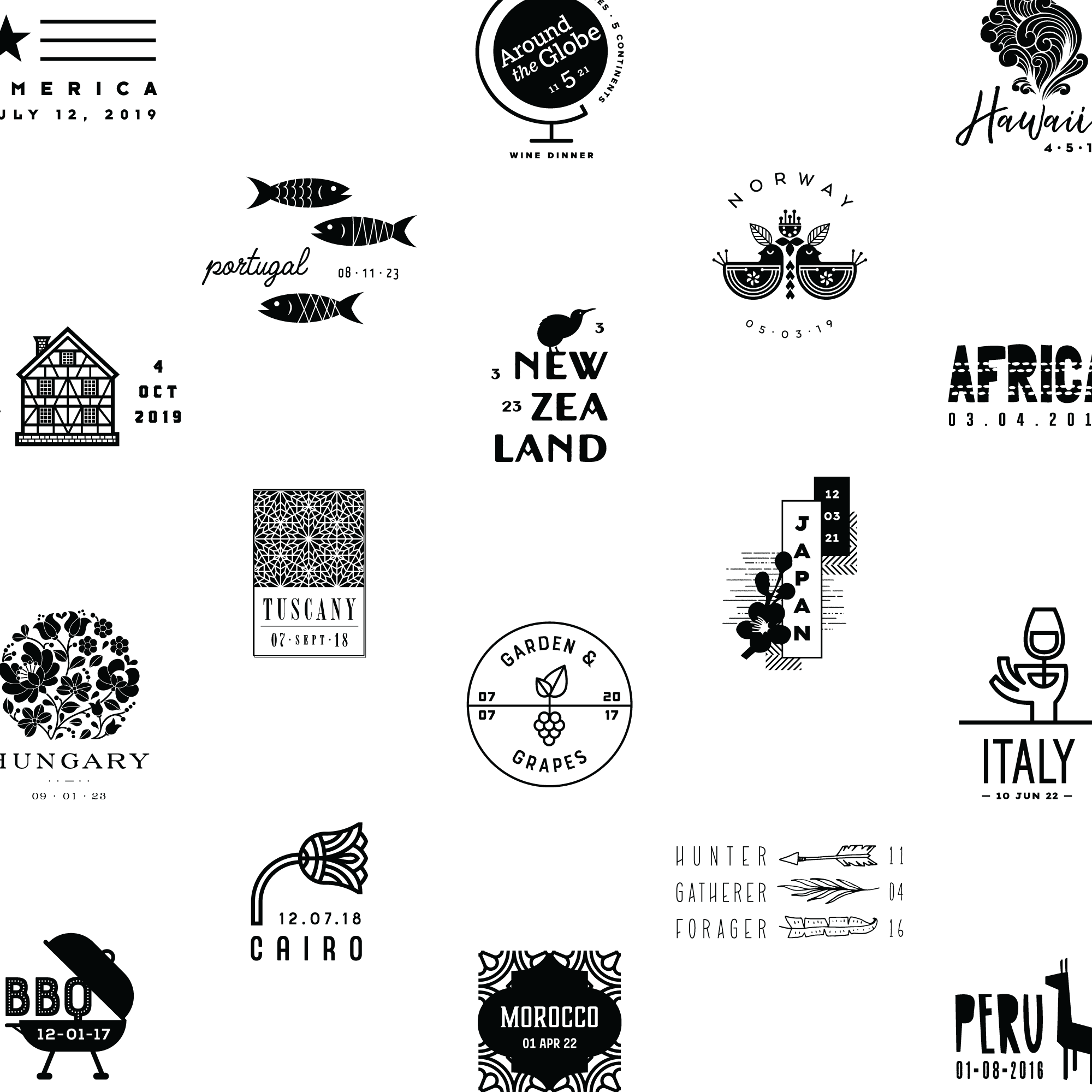 miscellaneous wine dinner stamps