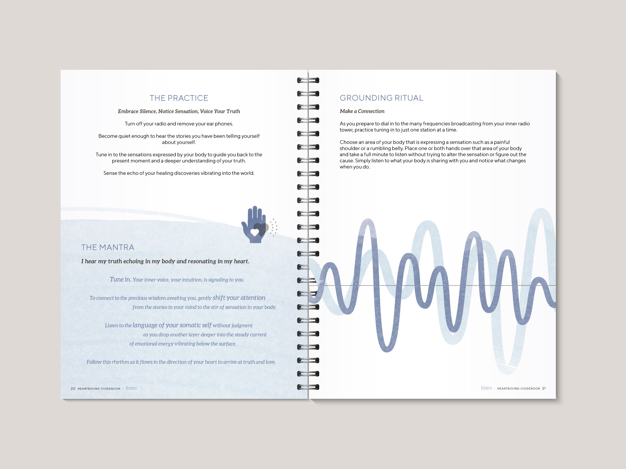 HeartBound guidebook Listen spread