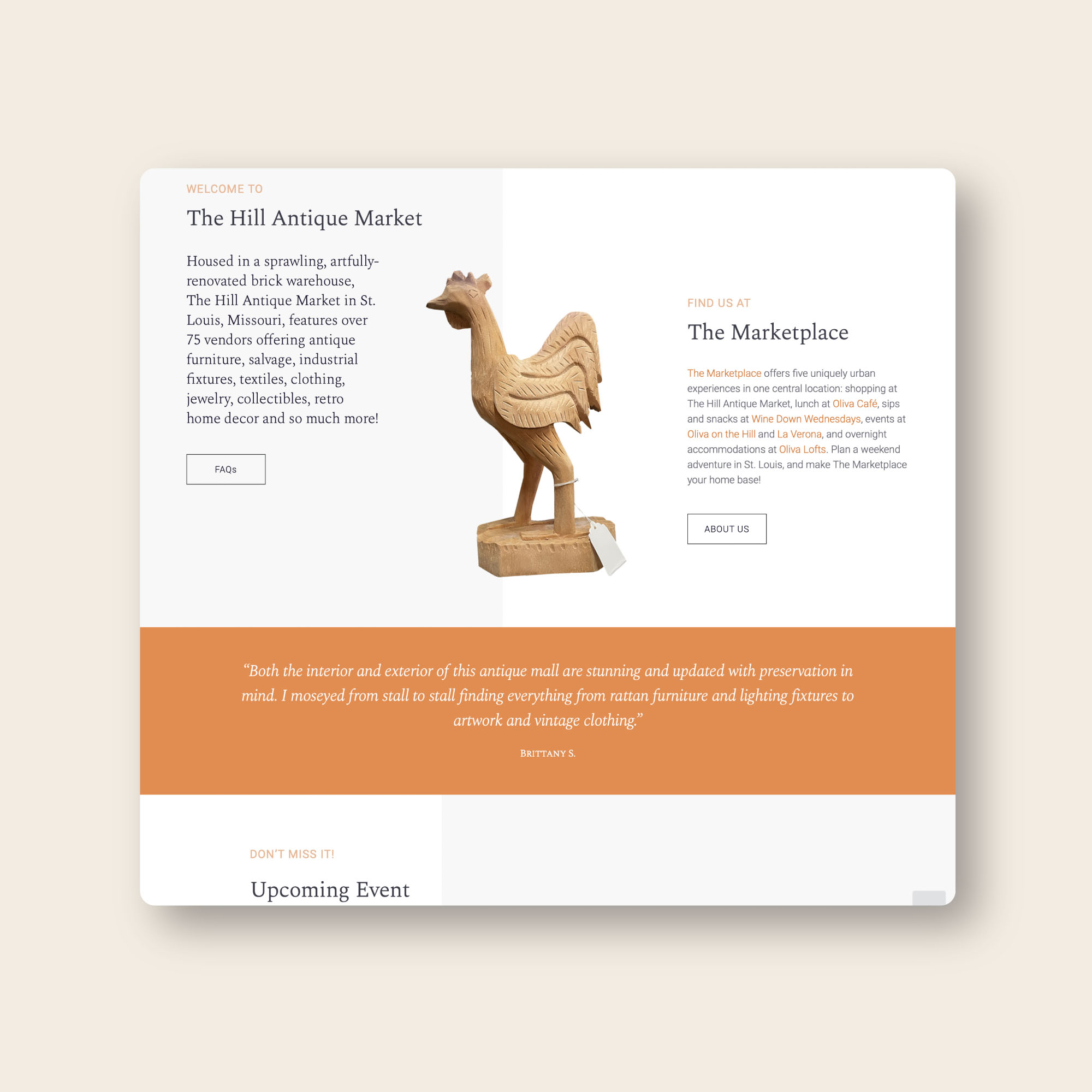 website home page welcome section