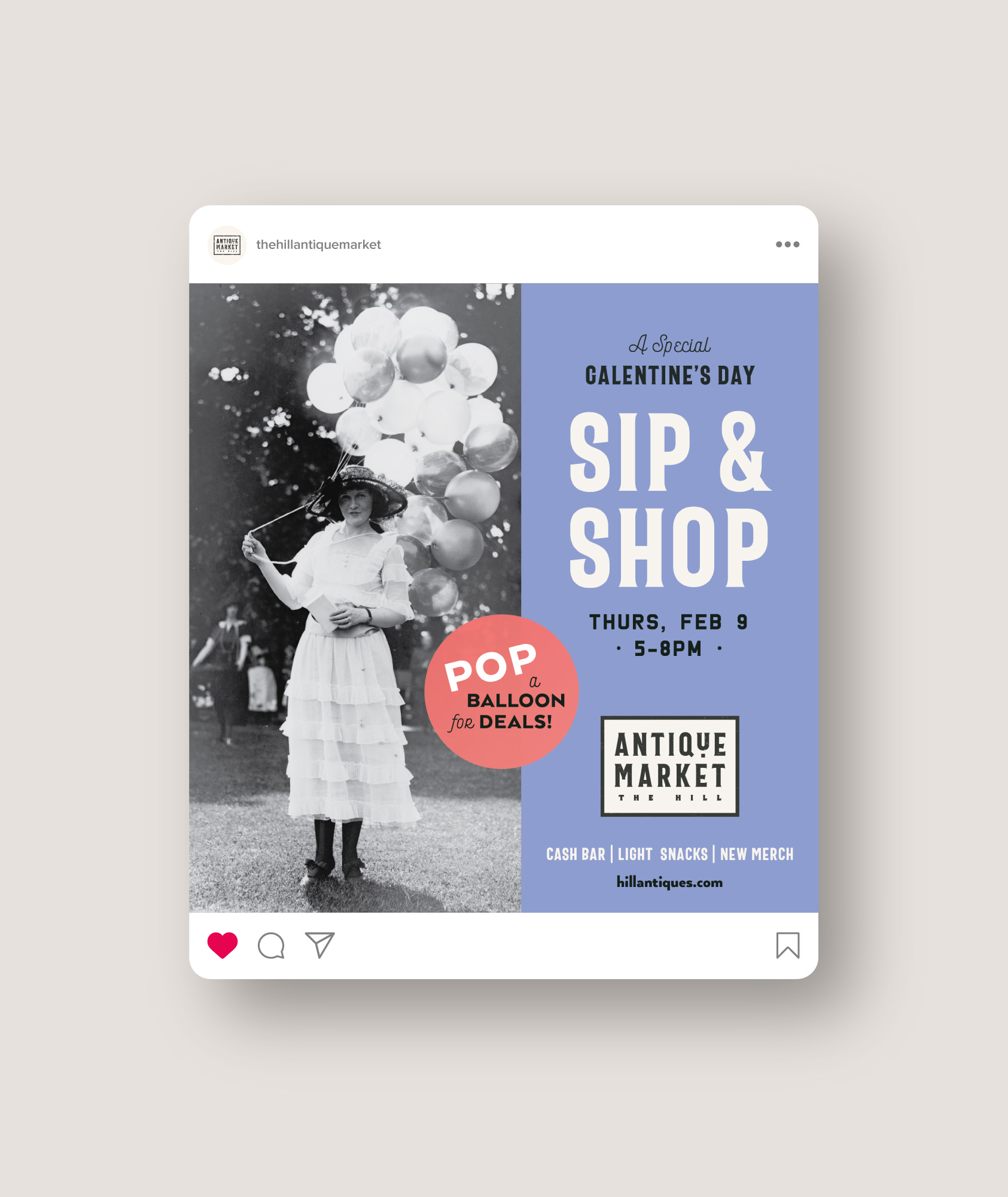 Sip & Shop social media graphic