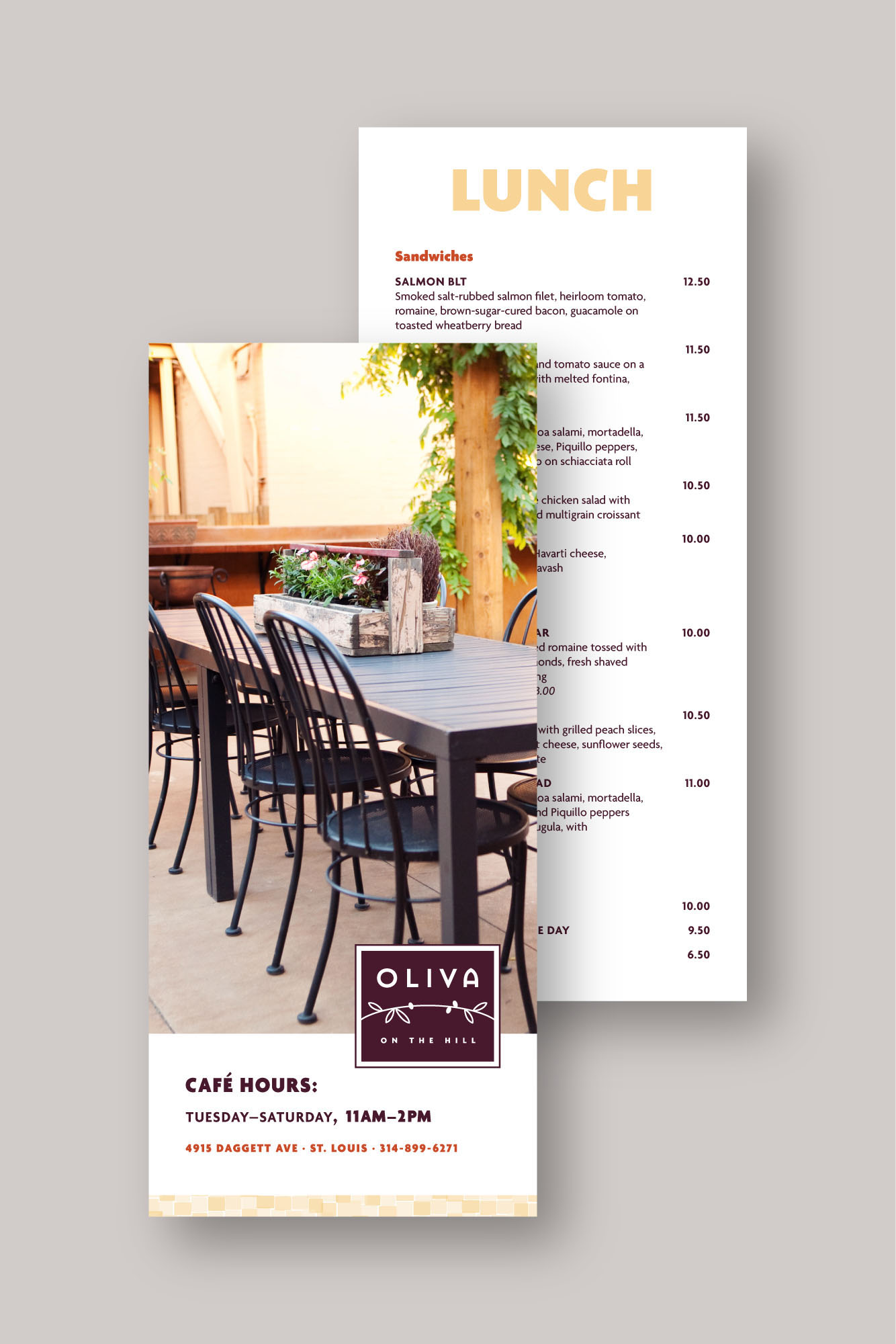 lunch menu card