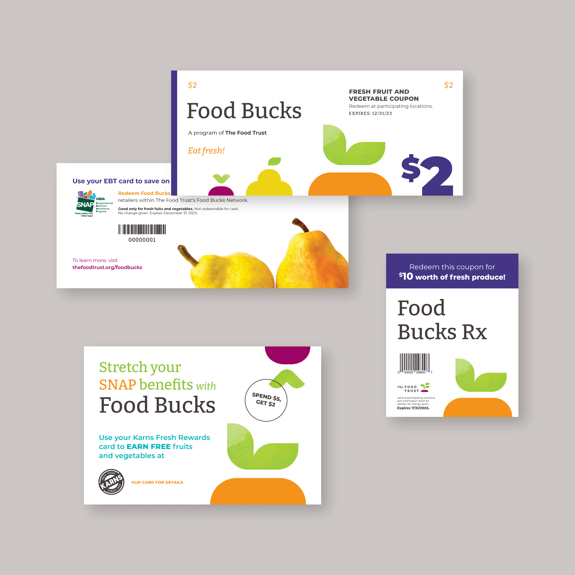 Food Bucks, coupon + postcard