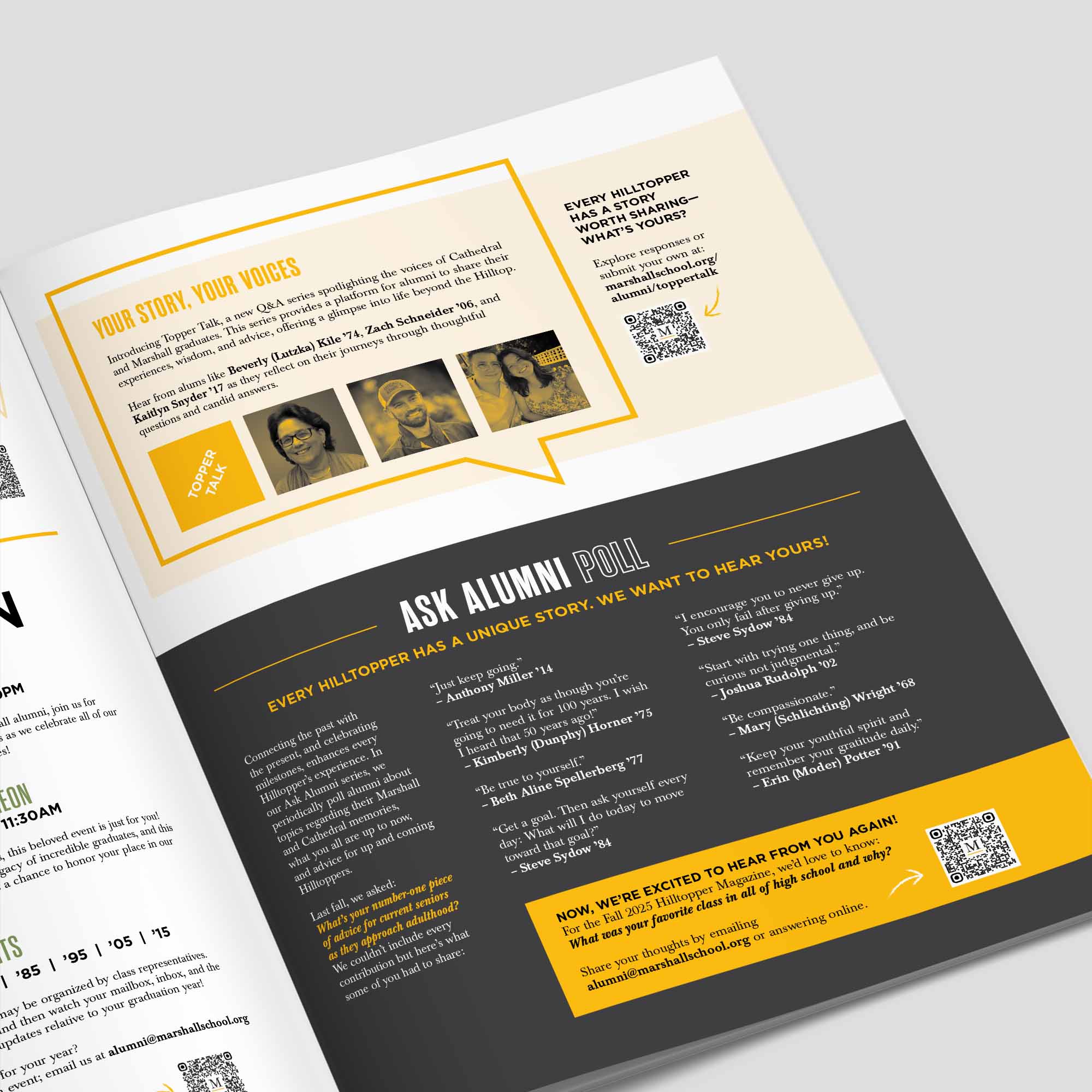 Your Story, Your Voices + Ask Alumni Poll page